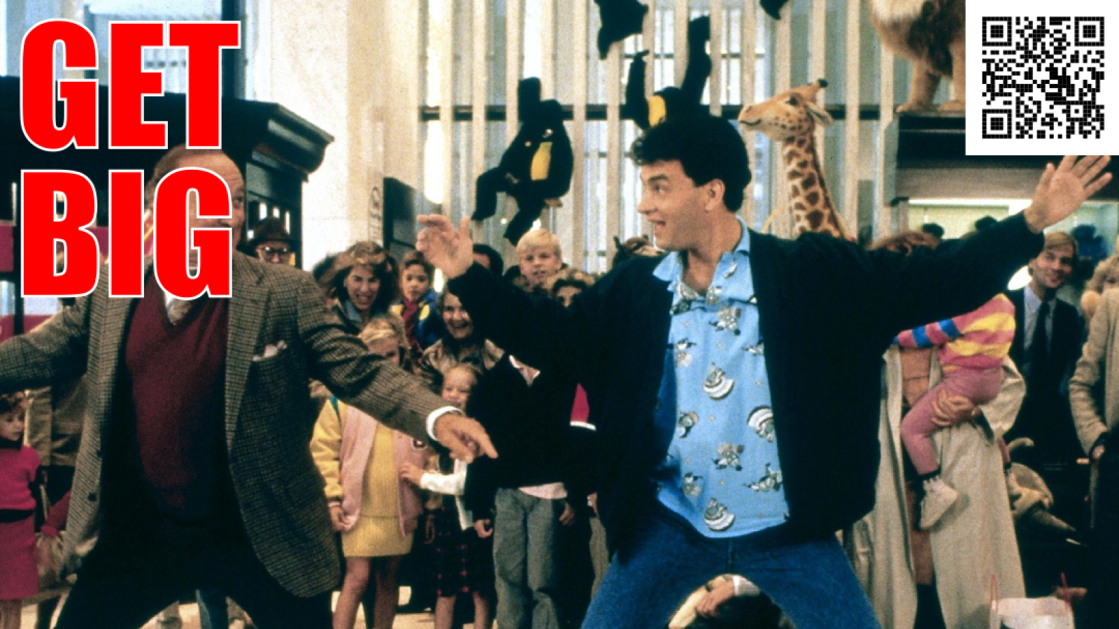 Gene Wilder and Tom Hanks in the movie 'Big' dancing on the floor piano - caption: GET BIG