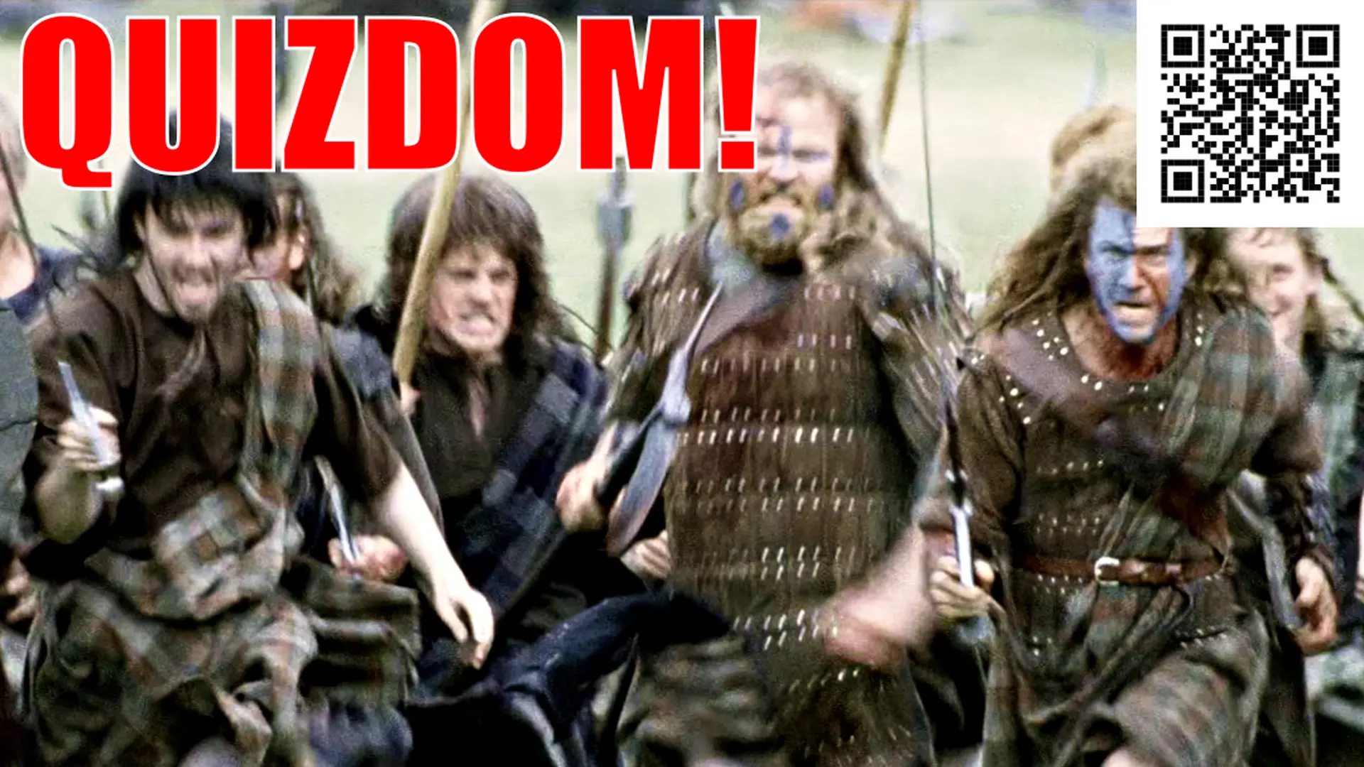Scots from Braveheart charging at the viewer. caption: QUIZDOM!